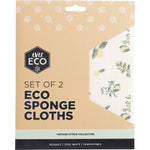 Two-pack of Ever Eco sponge cloths featuring botanical vintage citrus prints on a white background.