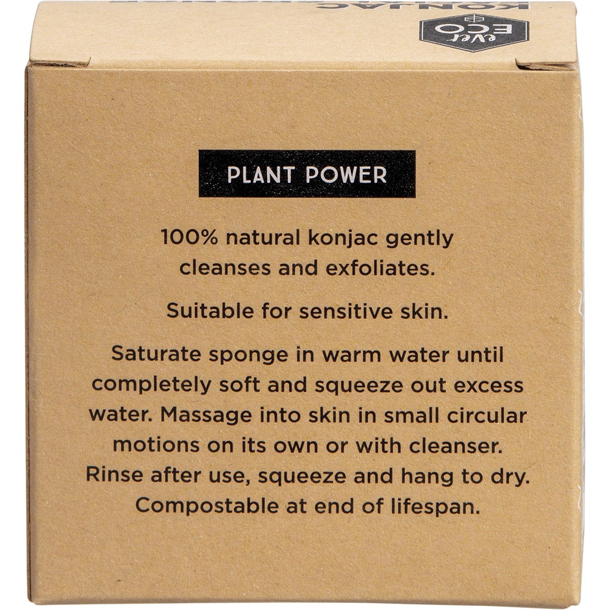 Back of packaging for Ever Eco Konjac Facial Sponge Original with product details and usage instructions.