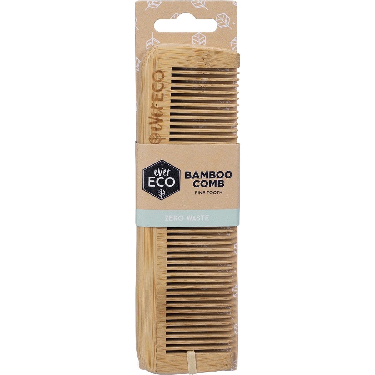 Fine tooth comb made from 100% sustainable bamboo for smooth hair styling and detangling.