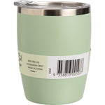 Ever Eco 295ml sage green insulated coffee cup with a clear lid, shown from a side angle on a white background.