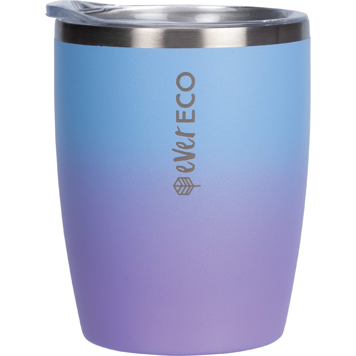 Ever Eco 295ml insulated coffee cup in Balance blue and purple ombre on a white background.
