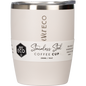 295ml Ever Eco insulated stainless steel coffee cup in matte Oat with a clear splash-proof sliding lid.