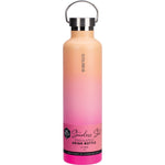 1L Ever Eco insulated stainless steel bottle in Rise, featuring a pink ombre finish and a silver screw-top lid with handle.