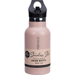 Rose 350ml Ever Eco insulated stainless steel bottle with a straw sip lid on a white background.