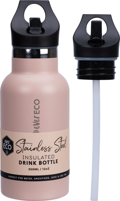 Ever Eco Insulated Stainless Steel Bottle Rose Sip Lidwith Straw 350ml