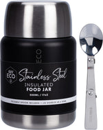 Onyx 500ml insulated food jar with a foldable spoon, bowl lid, and matte finish for hot or cold meals.