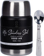 Ever Eco Insulated Stainless Steel Food Jar Onyxwith Foldable Spoon & Bowl 500ml