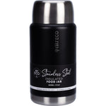 Onyx 800ml Ever Eco insulated stainless steel food jar with a matte black finish on a white background.
