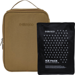 Husk-colored Ever Eco insulated lunch bag with a carry handle and an included gel ice pack.