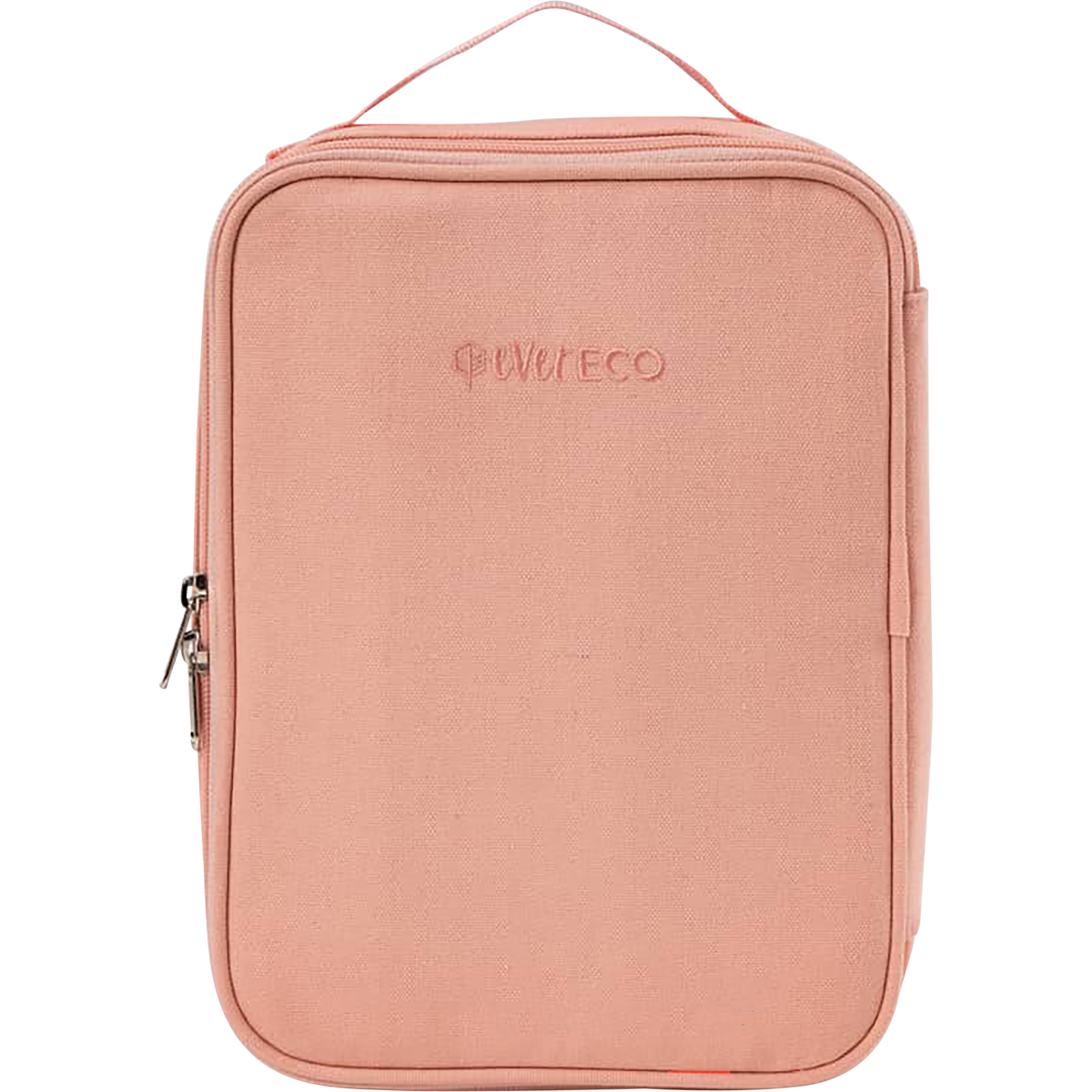 Pink Ever Eco Sorbet insulated lunch bag with a carrying handle on a white background.