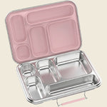 Pink Ever Eco stainless steel bento box with 5 compartments and a leakproof silicone seal.