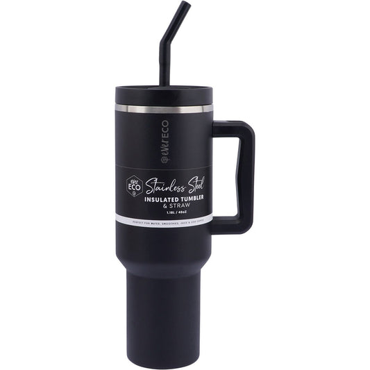 Ever Eco Insulated Tumbler with Handle & Straw Onyx 1.18L