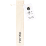 A single rose gold straight stainless steel drinking straw shown against a clean white background.