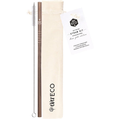 Ever Eco Stainless Steel Straw Kit Straight Rose Gold(Cleaning brush included)