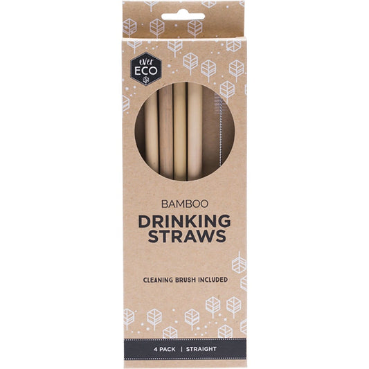 Ever Eco Bamboo Straws Straight(Cleaning brush included) 4 Pack