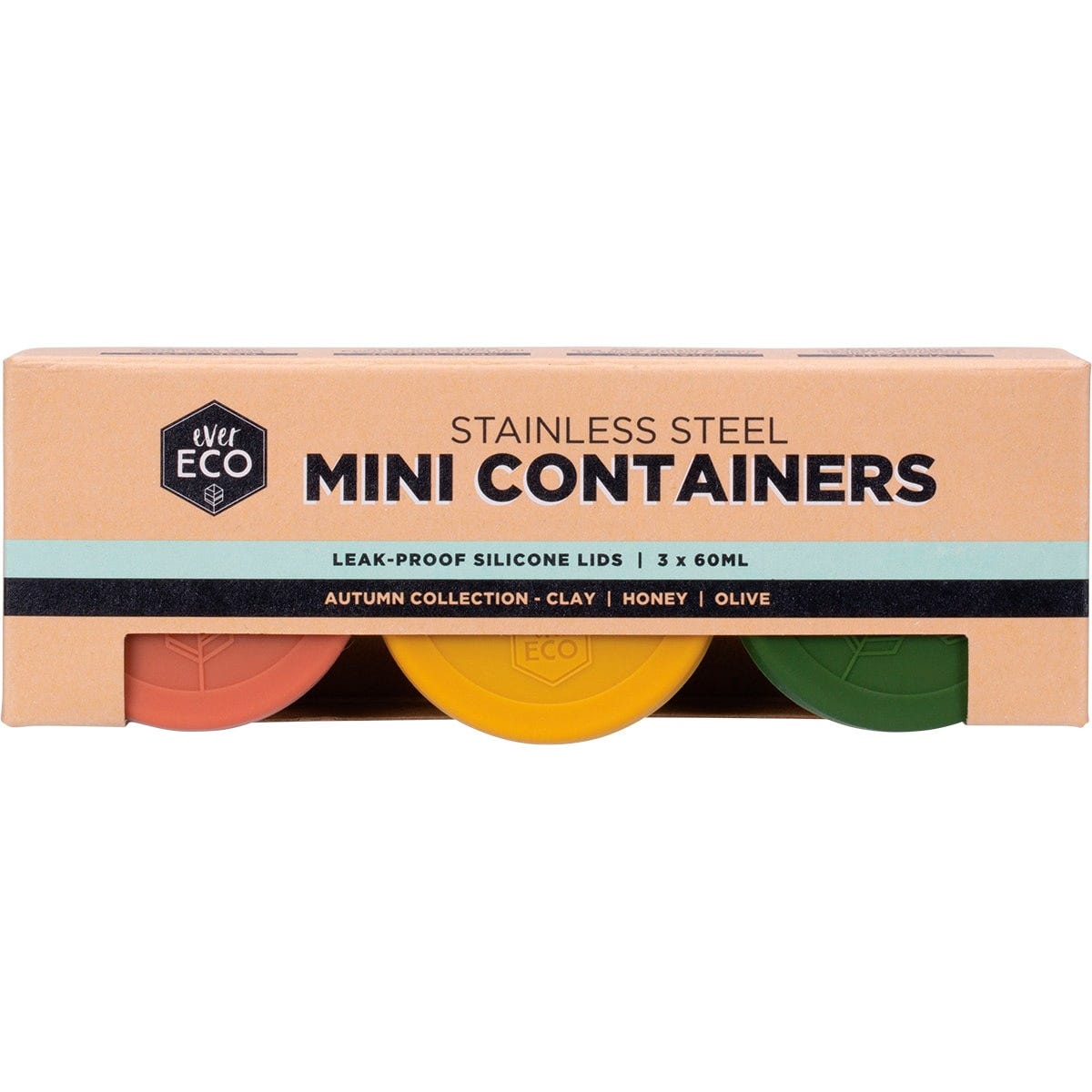 Ever Eco Stainless Steel Mini Containers Autumn Leak Resistant 3 Pack