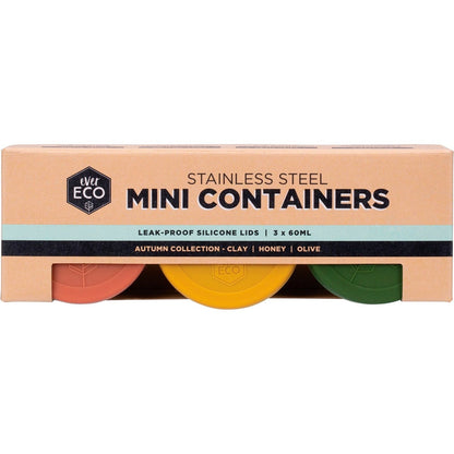 Ever Eco Stainless Steel Mini Containers Autumn Leak Resistant 3 Pack