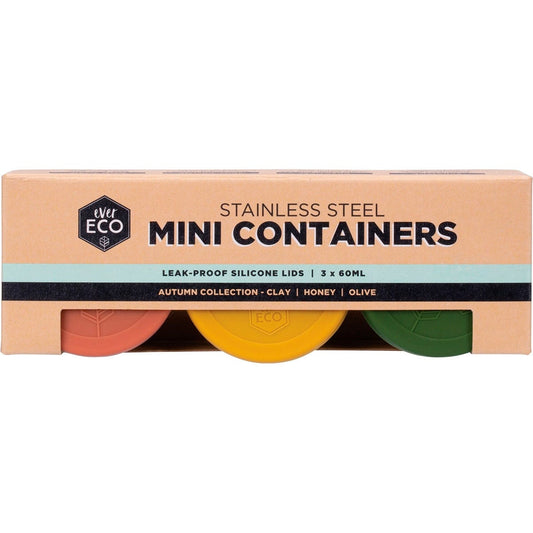 Ever Eco Stainless Steel Mini Containers Autumn Leak Resistant 3 Pack