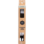 Ever Eco stainless steel spork made of 304 grade stainless steel featuring a spoon at one end and a fork at the other.