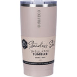 Rose 592ml Ever Eco insulated stainless steel tumbler with a clear sliding lid on a white background.
