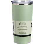 Sage green Ever Eco insulated 592ml tumbler with a clear lid, shown from a side angle on a white background.