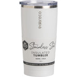 White 592ml Ever Eco insulated tumbler with a clear sliding lid and a matte powder-coated finish.