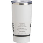 White 592ml Ever Eco insulated tumbler with a clear sliding lid, shown from a side angle on a white background.