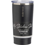 Ever Eco 592ml insulated tumbler in Matte Onyx black with a clear sliding lid on a white background.