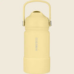 Yellow 350ml Ever Eco insulated drink bottle in Buttercup yellow with a flip-up straw lid and matching silicone boot.