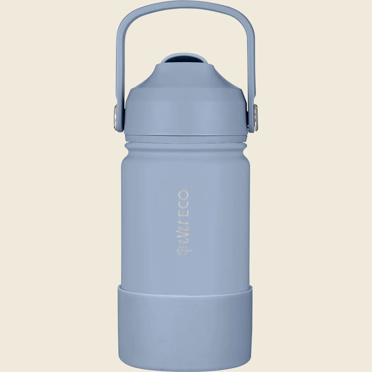 Ever Eco Cove 350ml insulated drink bottle in light blue with a flip-up straw lid on a white background.