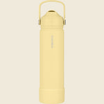 750ml Ever Eco Buttercup yellow insulated drink bottle with a straw lid and protective silicone bumper.