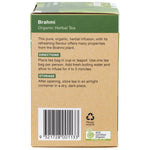 Side view of a Planet Organic Brahmi Tea box highlighting product benefits and its "Certified Organic" status.
