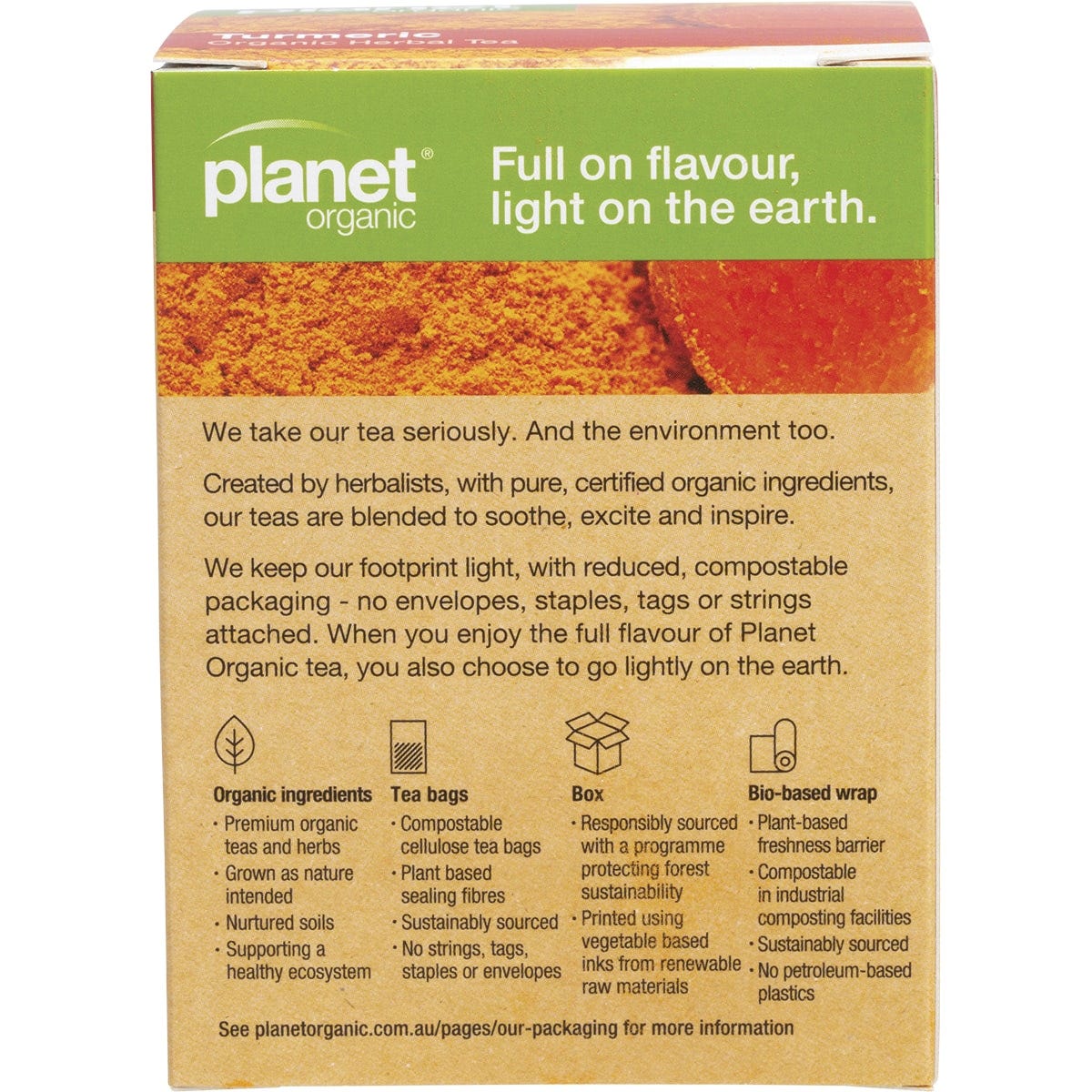 Planet Organic Turmeric Herbal Tea Bags 25 Pack