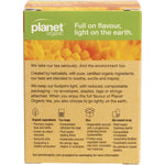Back of Planet Organic Calendula Tea box with product description, directions, and organic certification logos.