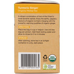 Side view of Planet Organic Turmeric Ginger tea box highlighting product benefits and organic certification.