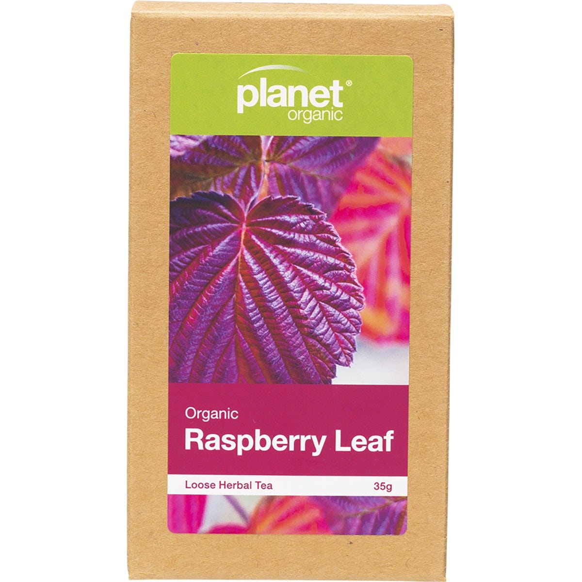 35g box of Planet Organic Raspberry Leaf Herbal Loose Leaf Tea.