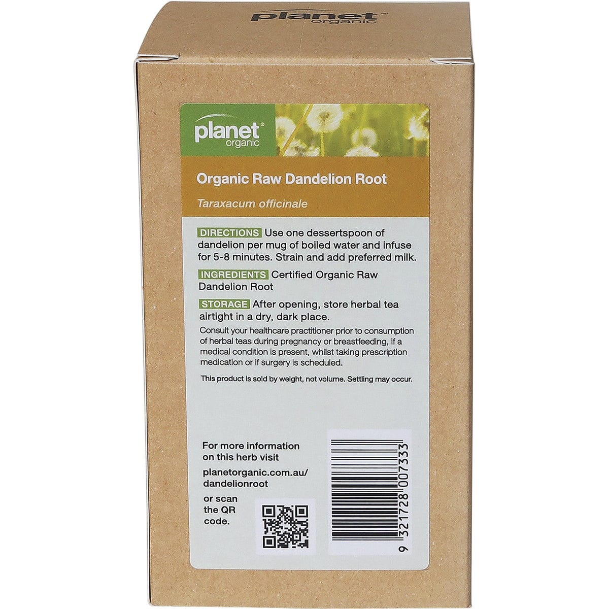 Planet Organic Raw Dandelion Root Herbal Loose Leaf Tea 100g