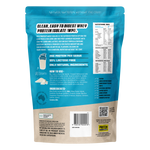 Back of Protein Supplies Australia 1kg Unflavoured WPI bag showing nutrition facts and ingredients.