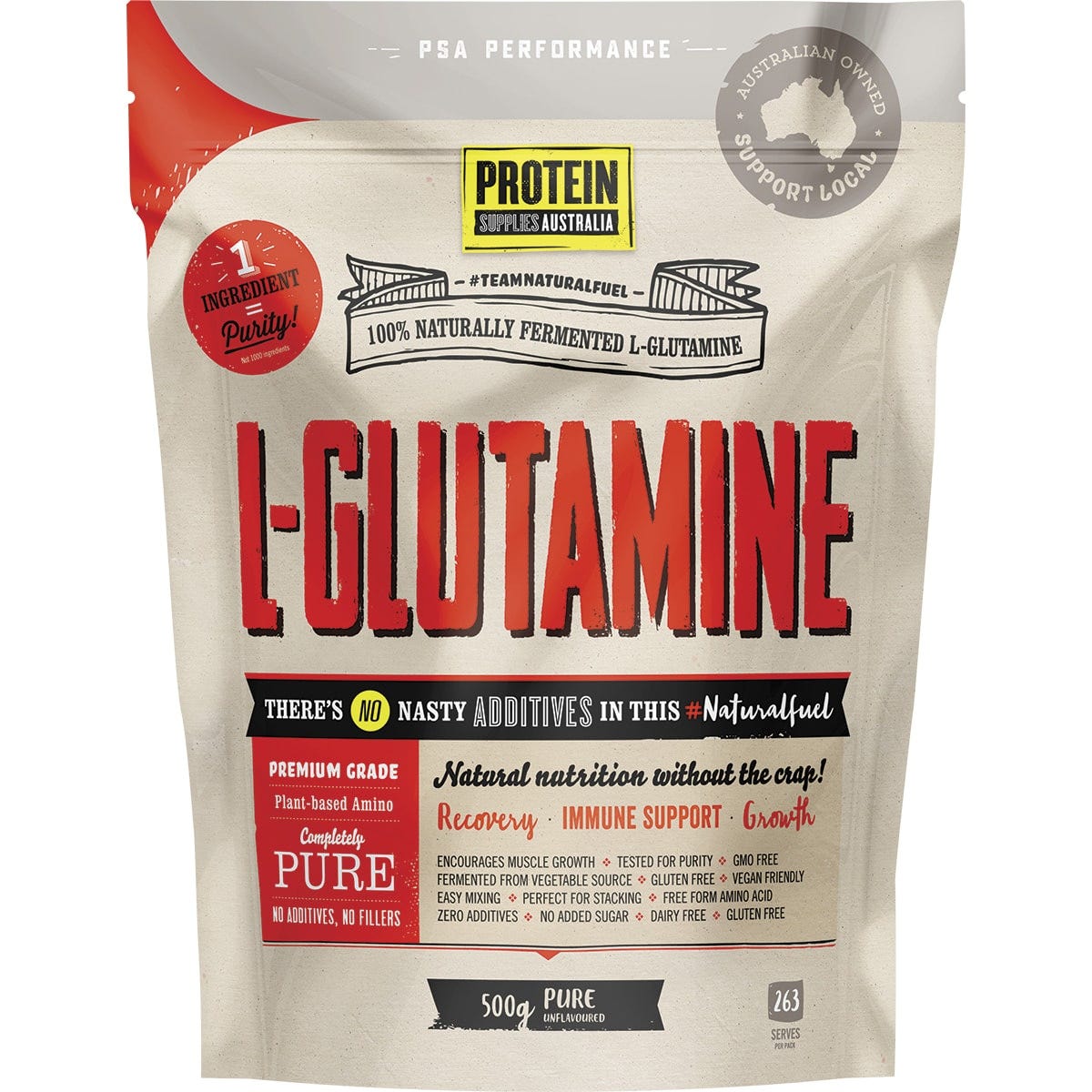Protein Supplies Australia L-Glutamine Plant Based Pure 500g