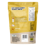 Back of Protein Supplies Australia Paleo Egg White Protein 900g bag showing nutritional facts and ingredients.