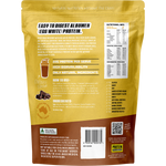 Back of a 400g tub of Protein Supplies Australia Chocolate Paleo Egg White Protein showing nutritional information.