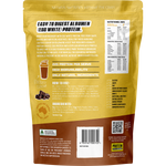 Back of 900g Paleo Egg White Protein Chocolate tub showing nutritional information and ingredients on a white background.
