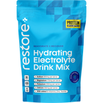 Protein Supplies Australia Blue Raspberry Restore electrolyte drink mix 240g pouch with coconut water and vitamins.