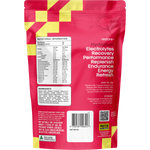 Back of a Protein Supplies Australia Restore Raspberry Lemonade 240g pouch showing nutritional info and ingredients.
