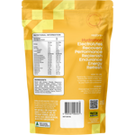 Back of a 240g Tropical Twist Restore Electrolyte Drink Mix tub showing nutritional information and ingredients.