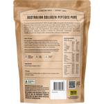 Back label of 450g Protein Supplies Australia Collagen Peptides tub with ingredients and nutritional facts.