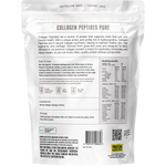 Back of 500g Protein Supplies Australia Collagen Peptides bag with nutritional information on a white background.