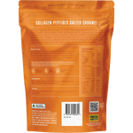 Back view of 1kg Salted Caramel Collagen Peptides bag featuring nutritional information and ingredients.