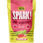 250g pouch of Protein Supplies Australia Spark Pre Workout Strawberry Lime with a red and green label.