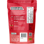 Rear view of a 300g tub of Raspberry Protein Water showing nutrition facts and ingredient list.